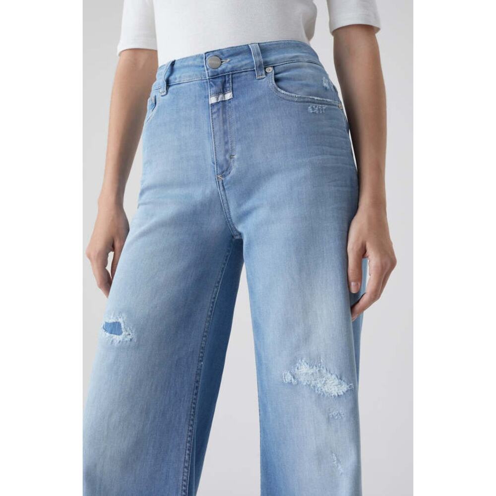 Closed Glow Up Wide Leg High Waisted Supper Soft Cotton Distressed Jeans 27 - Picture 5 of 16